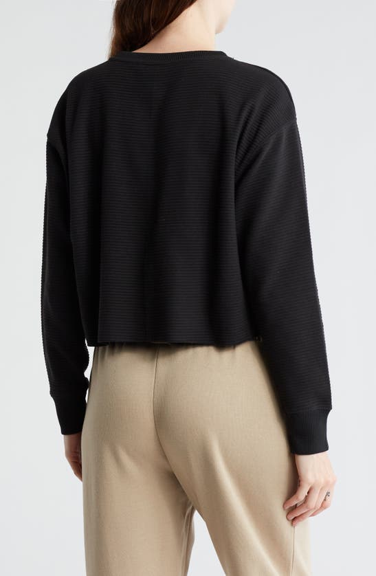 Shop Fleece Factory Ottoman Rib Crewneck Sweatshirt In Black