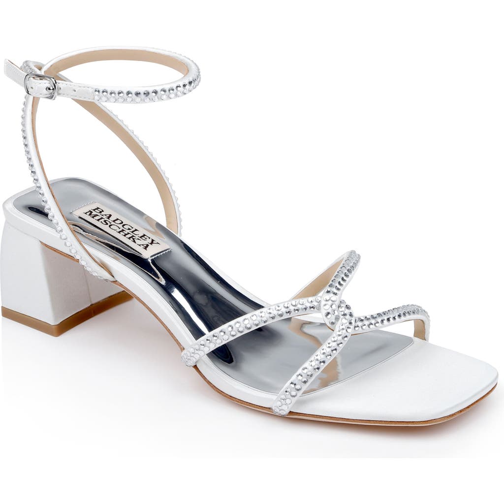 Badgley Mischka Collection Brisa Ankle Strap Sandal In White Satin