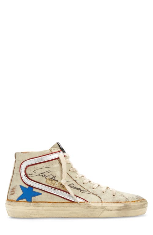 Shop Golden Goose Slide High Top Sneaker In White Ecru/bluette/silver