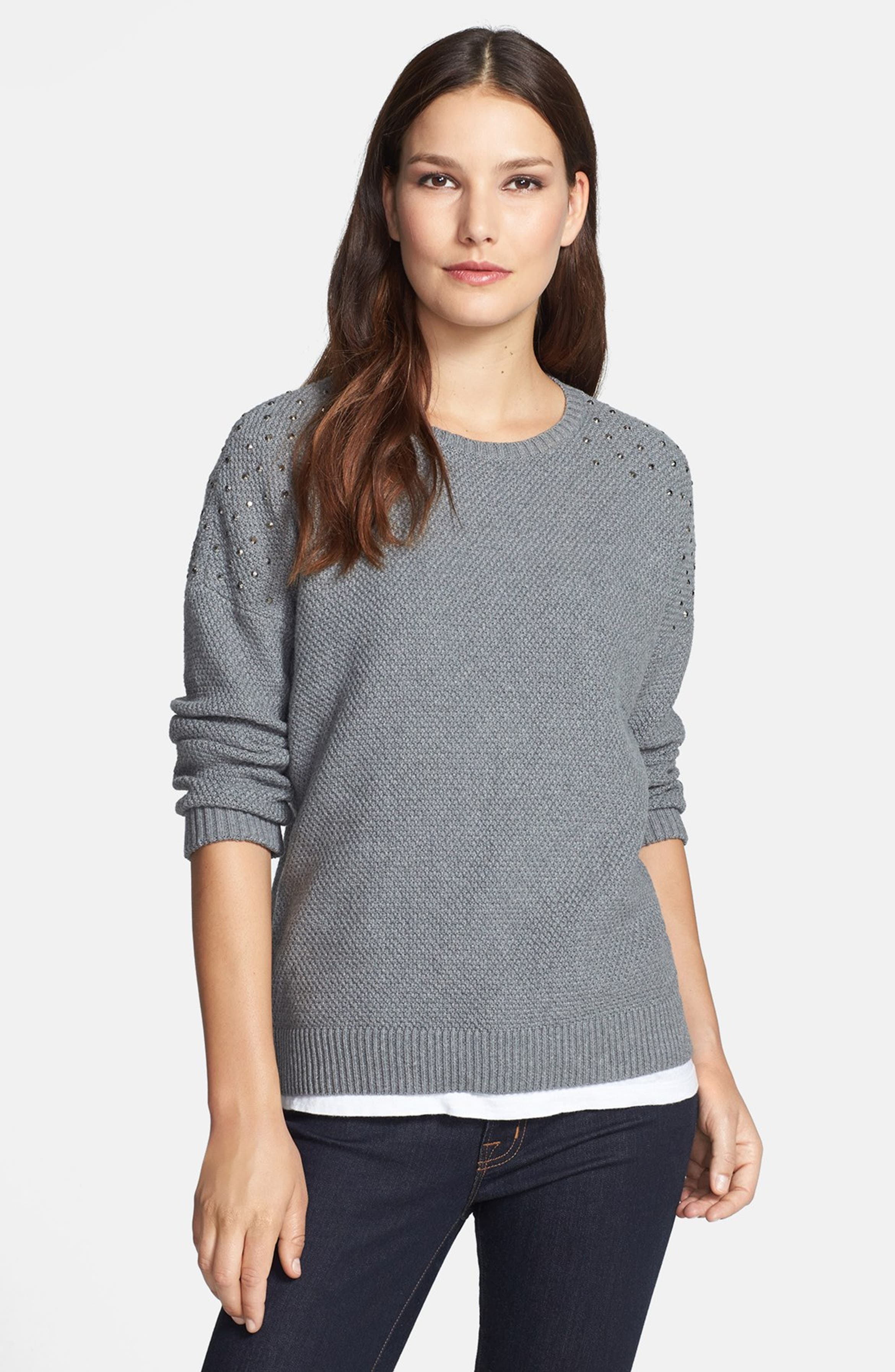 Chaus Embellished Three-Quarter Sleeve Sweater | Nordstrom