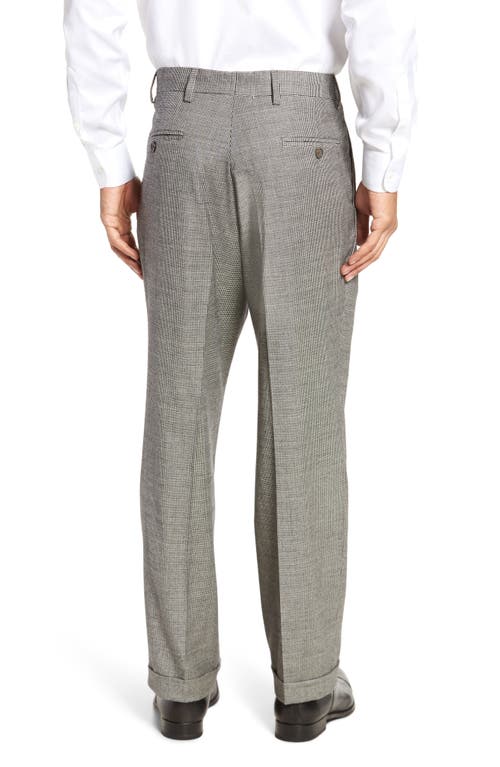 Shop Berle Touch Finish Pleated Houndstooth Classic Fit Stretch Wool Dress Pants In Black/white