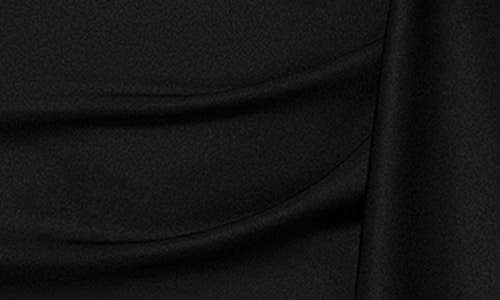 Xscape Evenings Side Ruffle Long Sleeve Scuba Gown In Black