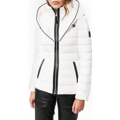 Mackage Lightweight Hooded Water Repellent Down Puffer Jacket, Ivory
