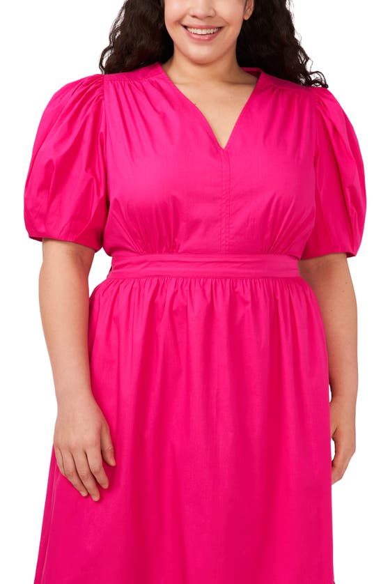Shop Cece Puff Sleeve Cotton Maxi Dress In Bright Rose