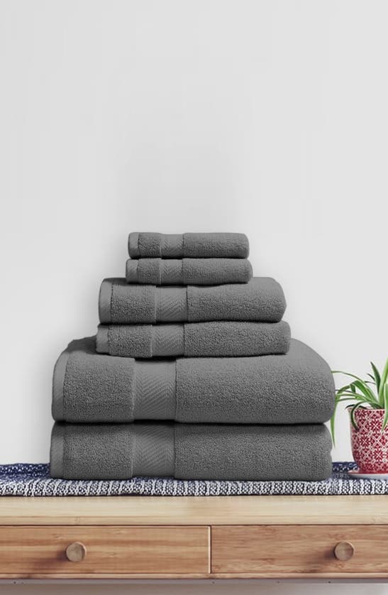 Luxury Home Organic Cotton 6-piece Towel Set In Gray