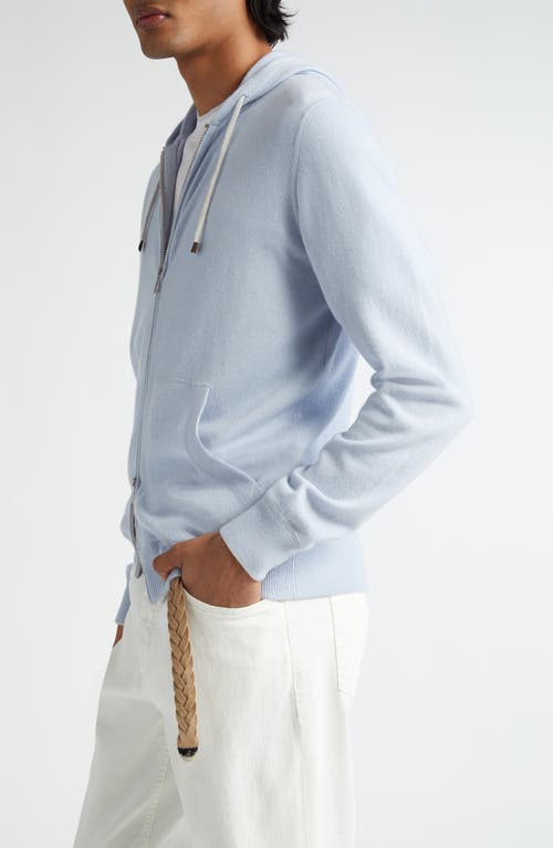 Shop Brunello Cucinelli Two-way Zip Cashmere Hoodie In Cxb49 Atlantic/nebbia