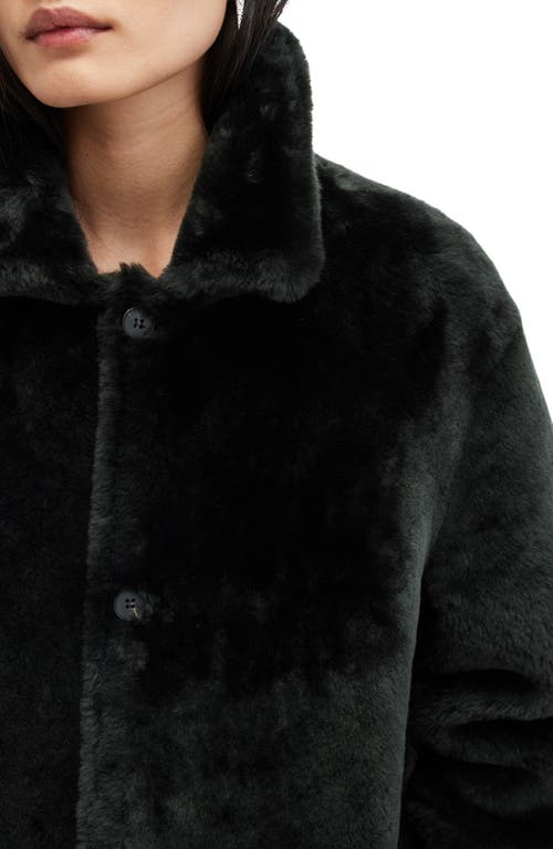Shop Allsaints Serra Reversible Genuine Shearling Coat In Sycamore Green