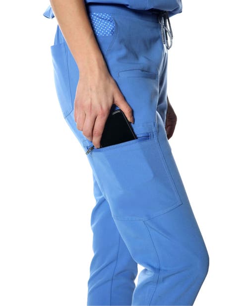 Members Only Reus Open Bottom Scrub Pants In Ceil Blue