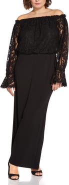 Off the Shoulder Lace Crepe Jumpsuit