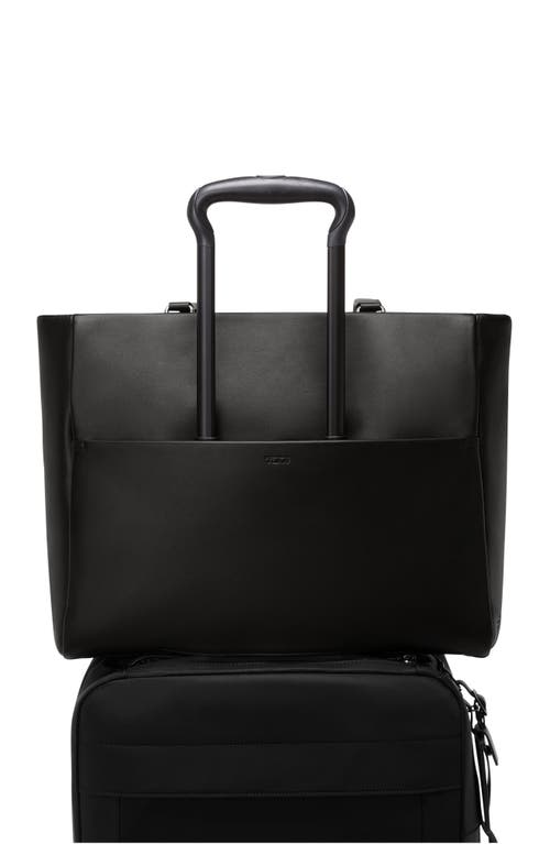 Shop Tumi Large Vail Leather Tote In Black/gunmetal