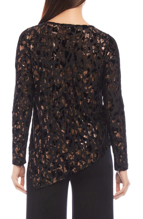 Shop Karen Kane Metallic Leopard Burnout Long Sleeve Top In Copper