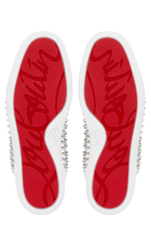 Christian Louboutin Louis Allover Spikes High Top Sneaker In White/silver