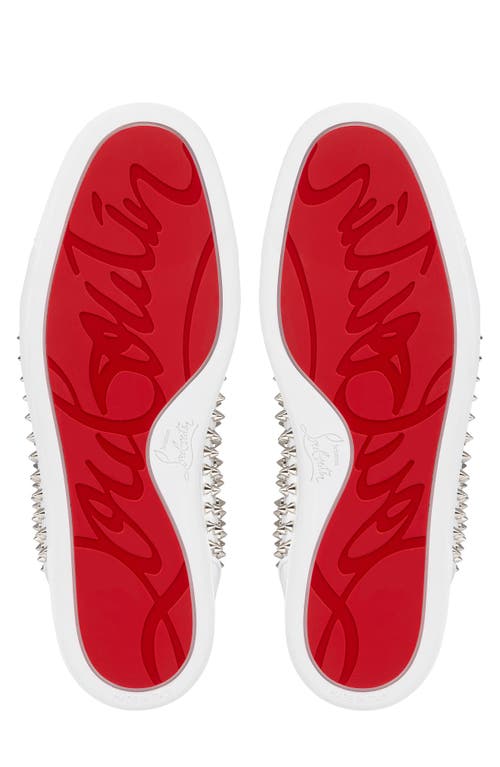 Shop Christian Louboutin Louis Allover Spikes High Top Sneaker In White/silver