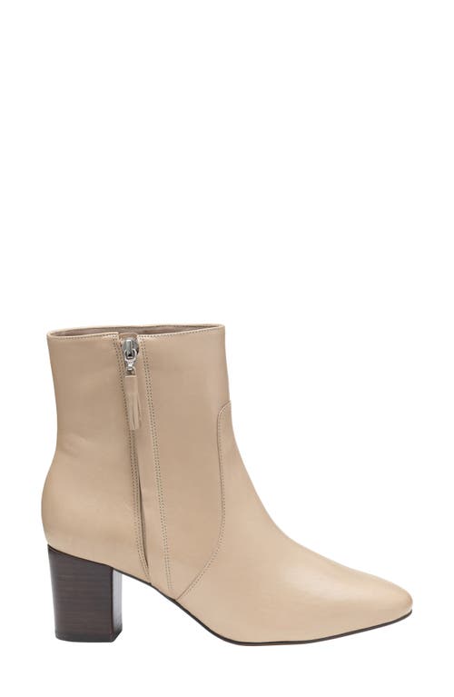 Johnston & Murphy Eleanor Block Heel Bootie In Beige Calfskin