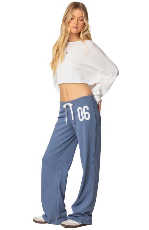 Shop Edikted 06 Wide Leg Drawstring Sweatpants In Blue