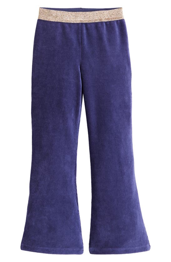 Mini Boden Kids' Sparkle Waistband Flare Corduroy Pants In Starboard Blue