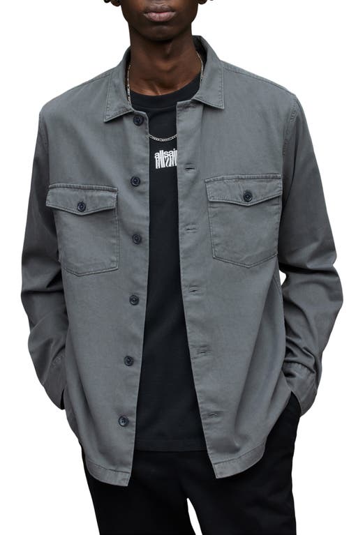 AllSaints Spotter Button-Up Shirt Jacket in Stereo Grey