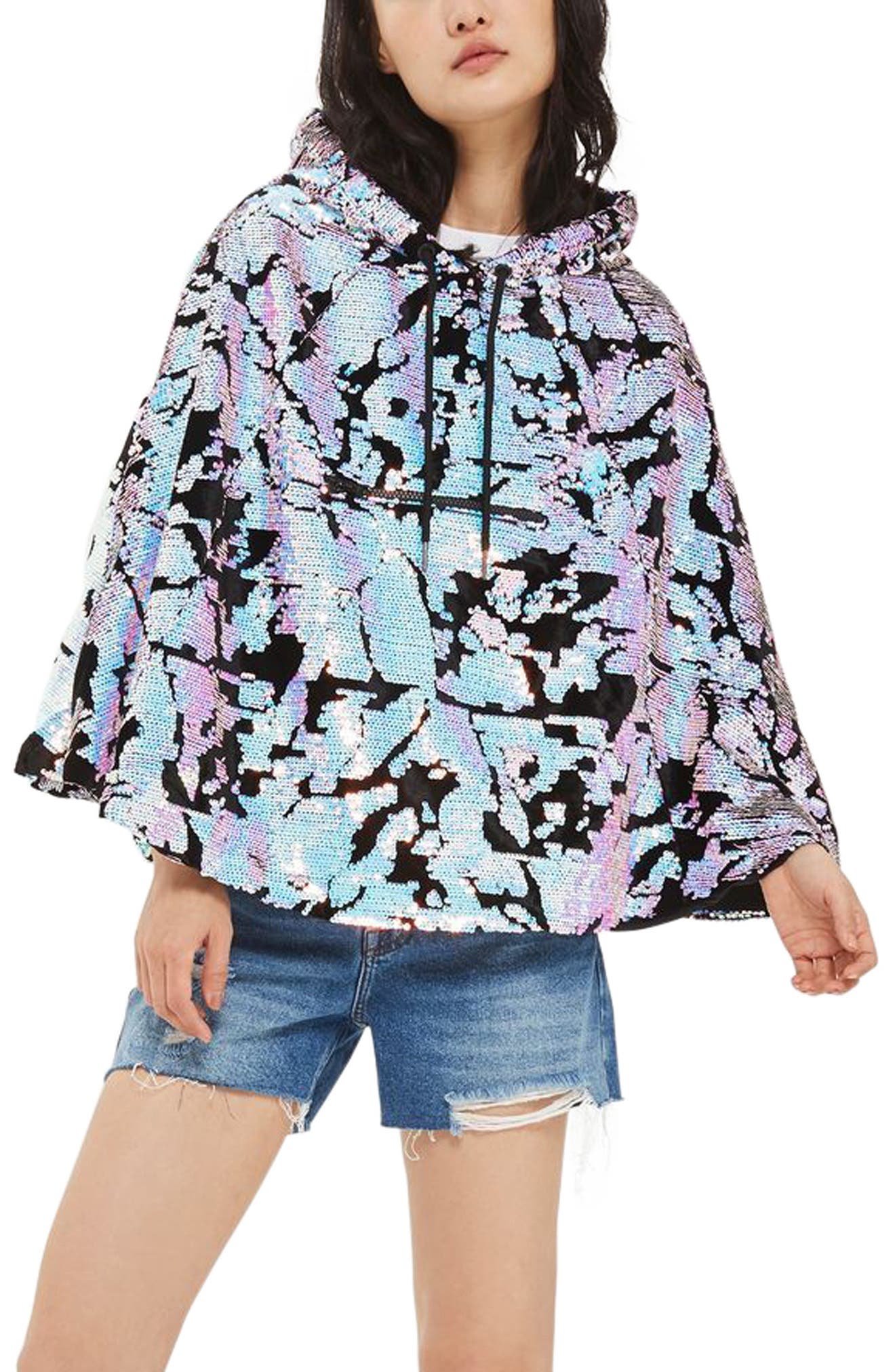 topshop sequin raincoat