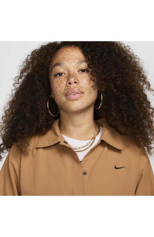 Shop Nike Sportswear Essential Water Repellent Oversize Jacket In Flax/black