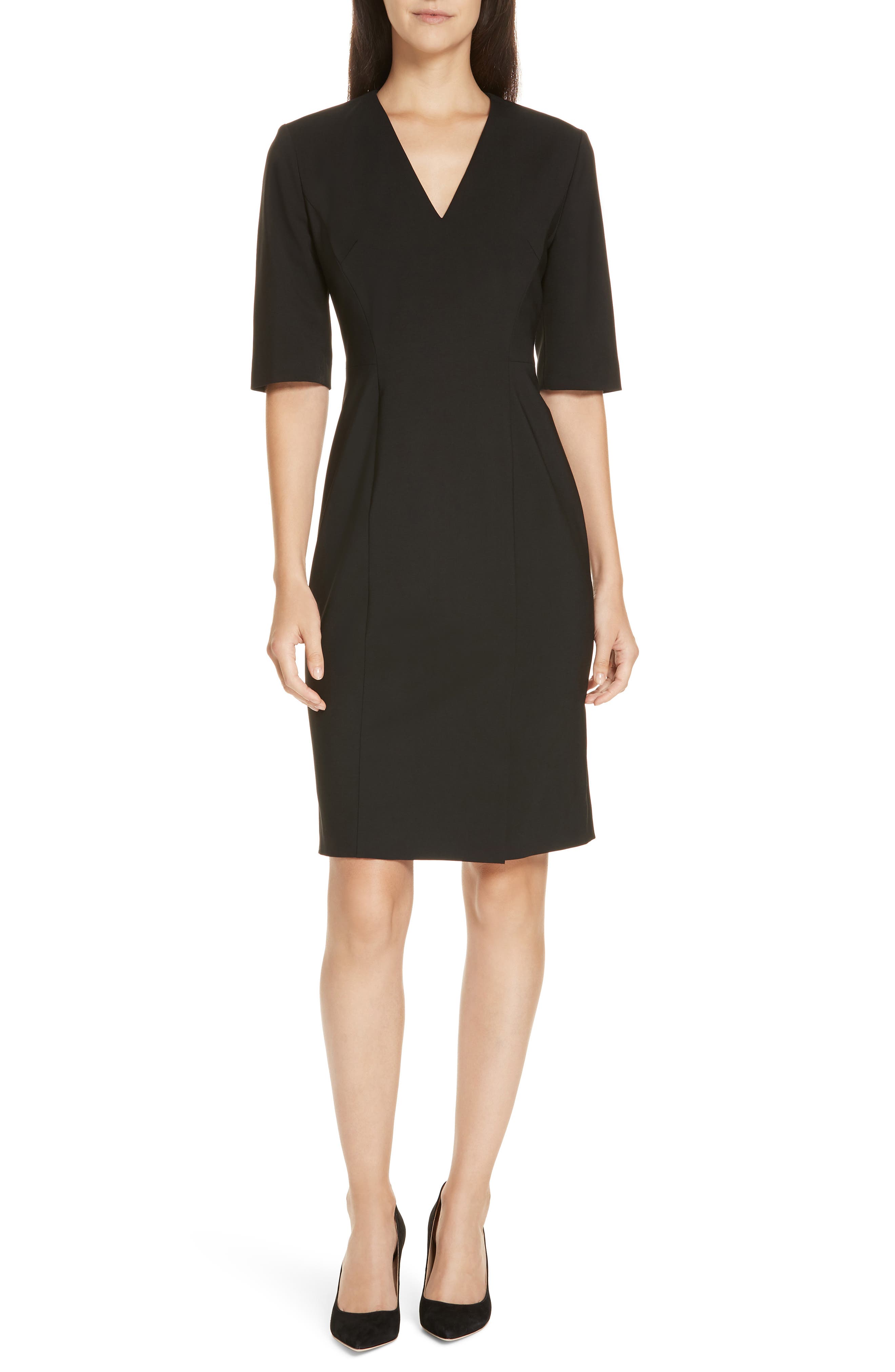 Petite Boss Daleno Stretch Wool Sheath Dress, P - Black