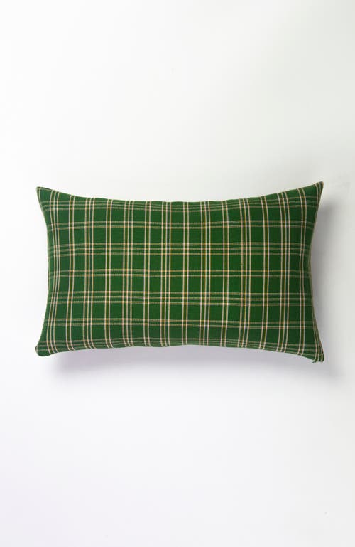 ARCHIVE NEW YORK ARCHIVE NEW YORK CHIAPAS FOREST GREEN PLAID HANDWOVEN COTTON THROW PILLOW