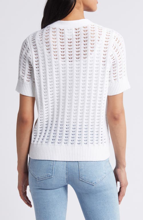 Shop Caslonr Caslon(r) Open Stitch Short Sleeve Cardigan In White