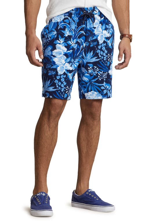 Polo Ralph Lauren Floral Stretch Terry Cloth Shorts In Blue