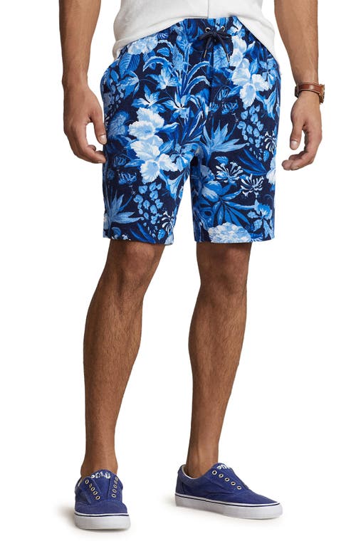 Polo Ralph Lauren Floral Stretch Terry Cloth Shorts in Jardin Floral/Navy at Nordstrom, Size Small