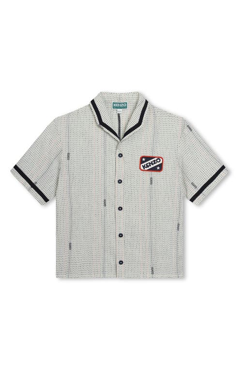 KENZO Kids' Sailor Embroidered Short Sleeve Button-Up Shirt in 121-Ivory at Nordstrom, Size 5 Y