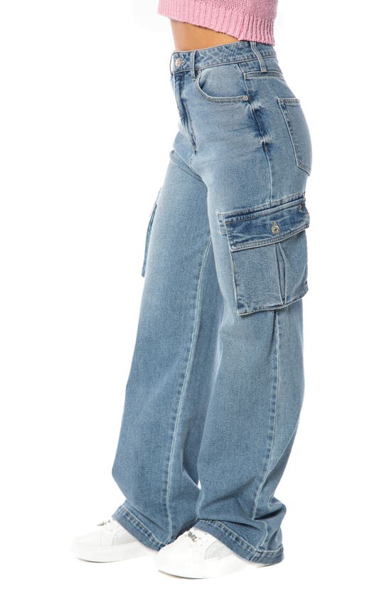 Shop Juicy Couture Cargo Wide Leg Jeans In Indigo Light Wash