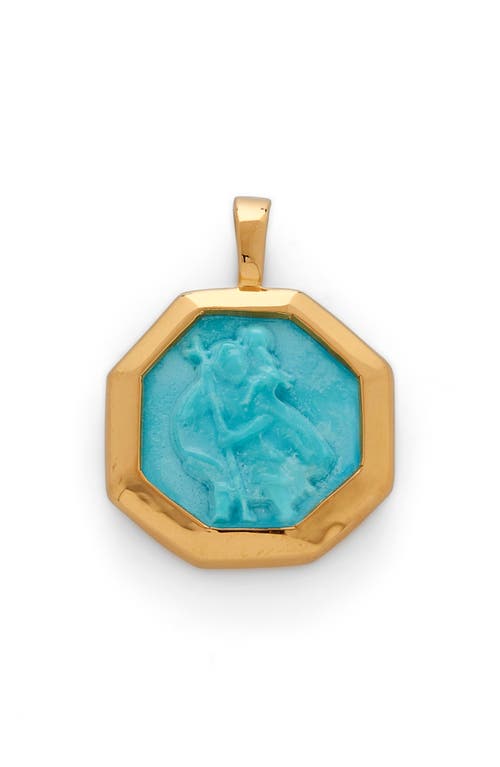 Monica Vinader Turquoise Saint Christopher Pendant Charm in 18Ct Gold Vermeil On Silver at Nordstrom