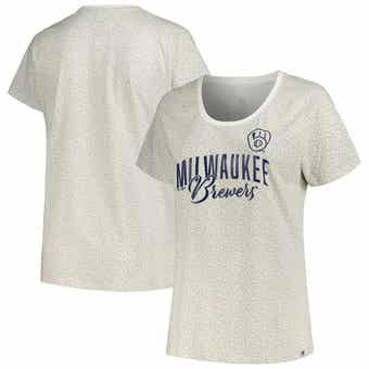 Women's Fanatics Branded Heathered Navy/White Milwaukee Brewers Team Ultimate Honor 3/4-Sleeve V-Neck T-Shirt