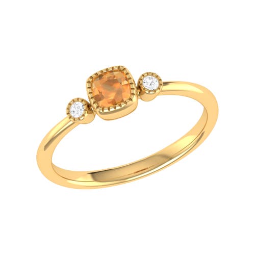 Shop Luvmyjewelry Cushion Cut Citrine & Diamond Birthstone Ring In Yellow Gold