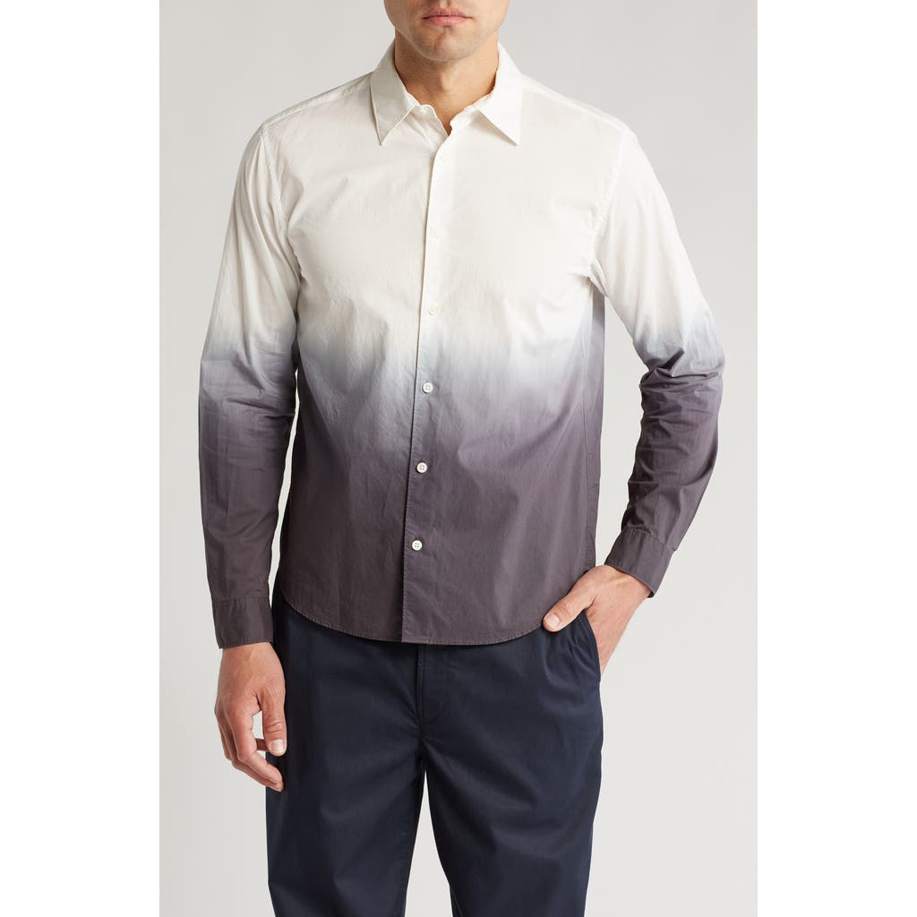 Shop Theory Bronson Ombré Long Sleeve Cotton Button-up Shirt In White/pestle