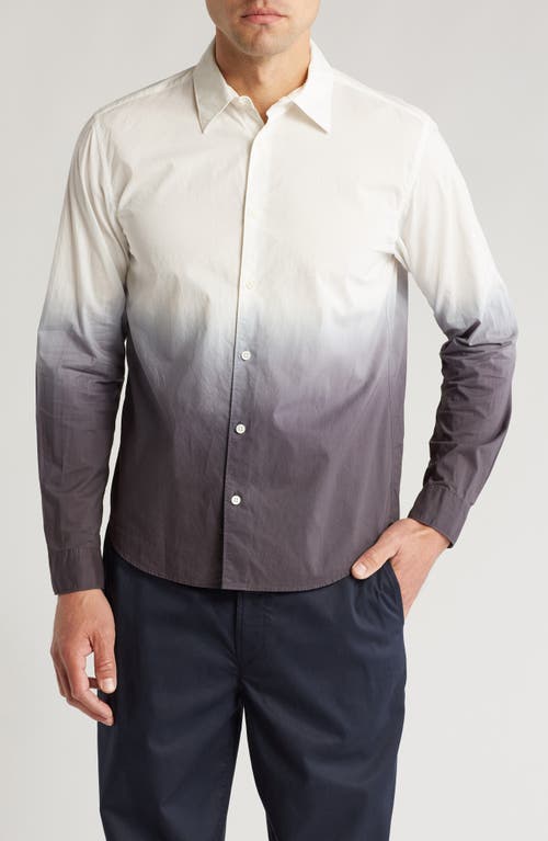 Shop Theory Bronson Ombré Long Sleeve Cotton Button-up Shirt In White/pestle