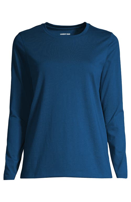 Lands' End Relaxed Supima Cotton Long Sleeve Crew Neck T-shirt In Baltic Teal