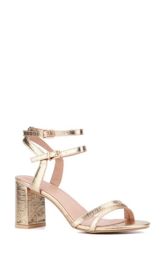 New York And Company Laina Block Heel Sandal In Gold