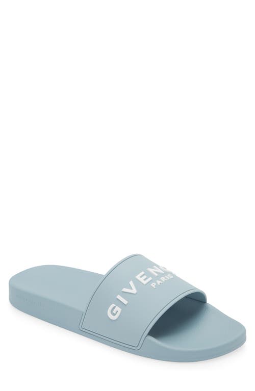 Shop Givenchy Logo Slide Sandal In Sky Blue