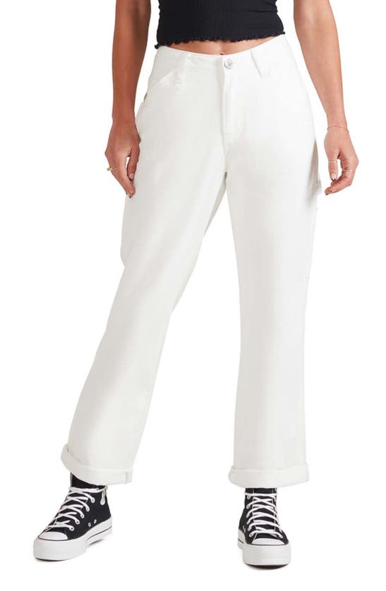 Fivestar General Cali High Waist Cotton Carpenter Pants In White