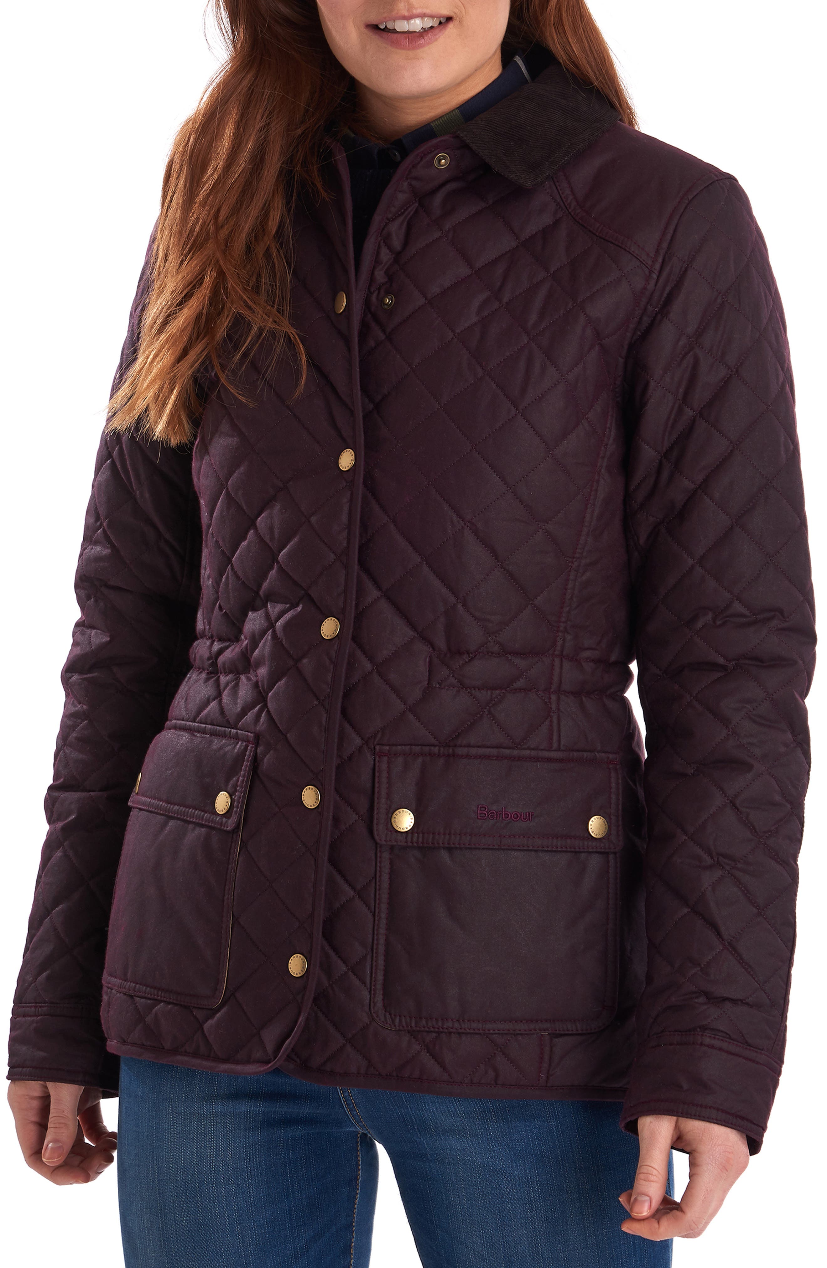 barbour quilted jacket with cord collar womens