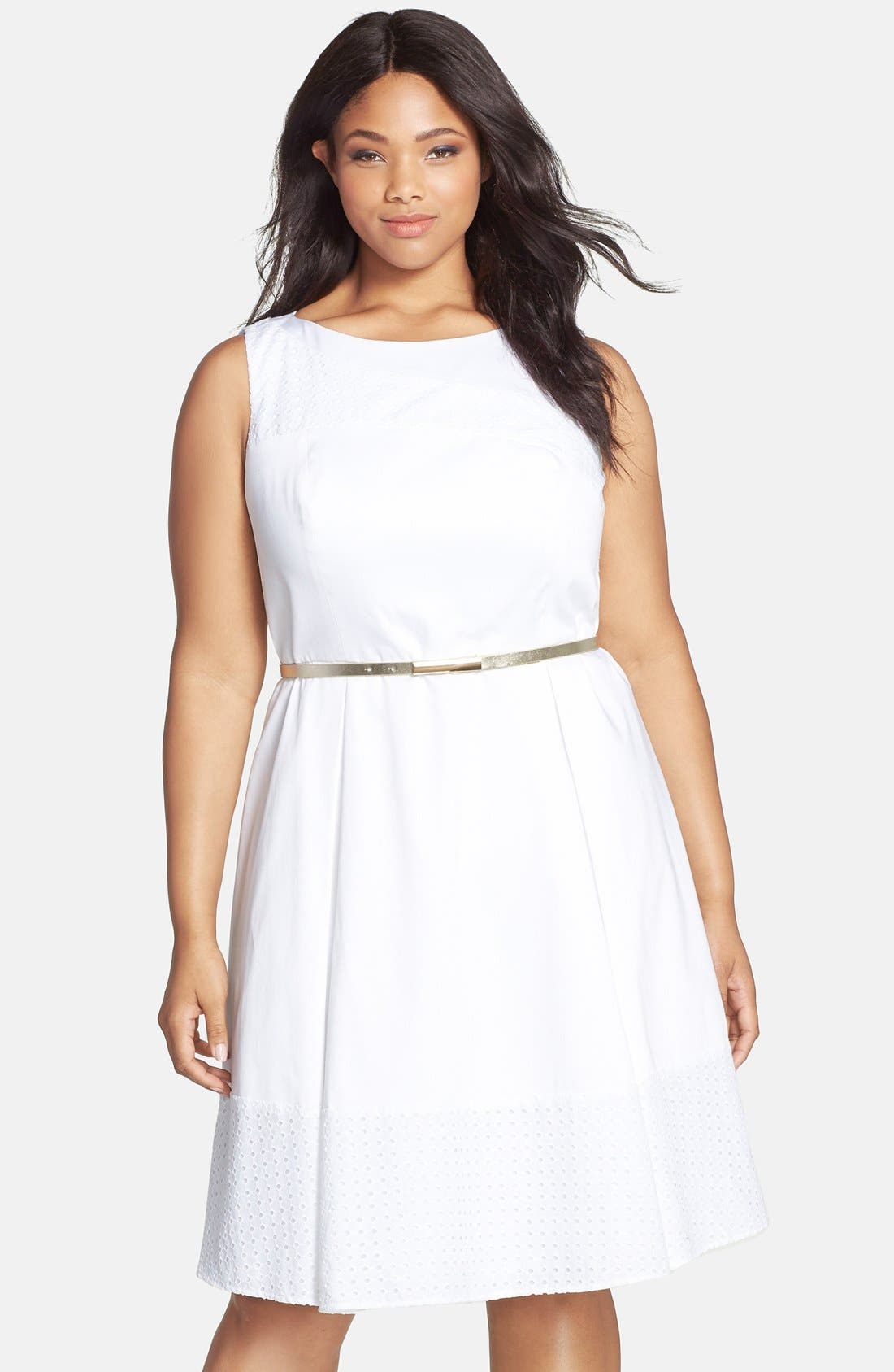 calvin klein eyelet fit and flare dress