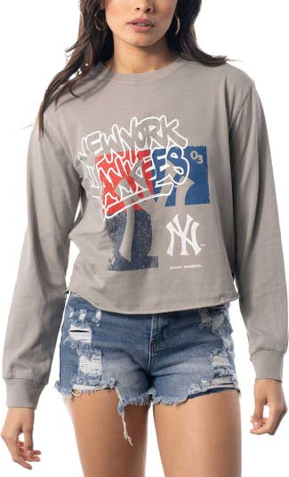 Atlanta Braves The Wild Collective Women's Cropped Long Sleeve T-Shirt -  Gray