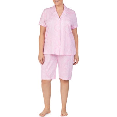 Plus Size Lauren Ralph Lauren Bermuda Pajamas, Pink