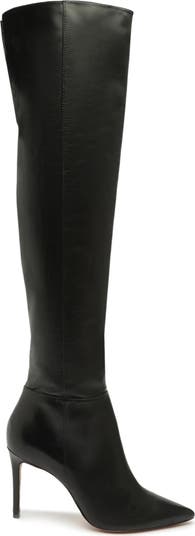 black pointed toe over the knee boots