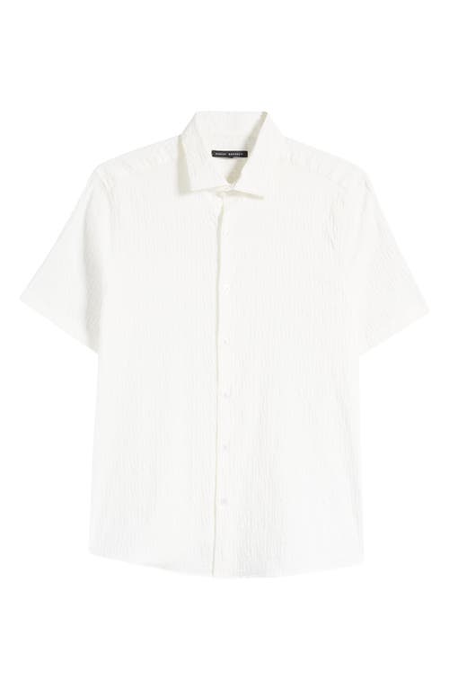 Calyx Cotton Blend Jacquard Short Sleeve Button-Up Shirt in White