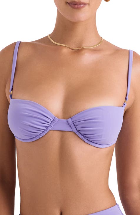 Womens Fuller Bust Wide Apex Knot Bikini Top - Purple - 34G, Purple, £8.00