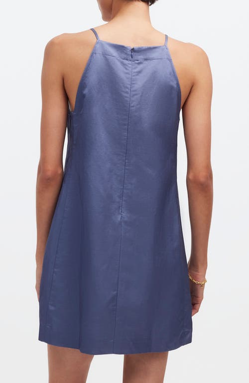 Madewell High Neck Minidress In Sunfaded Indigo