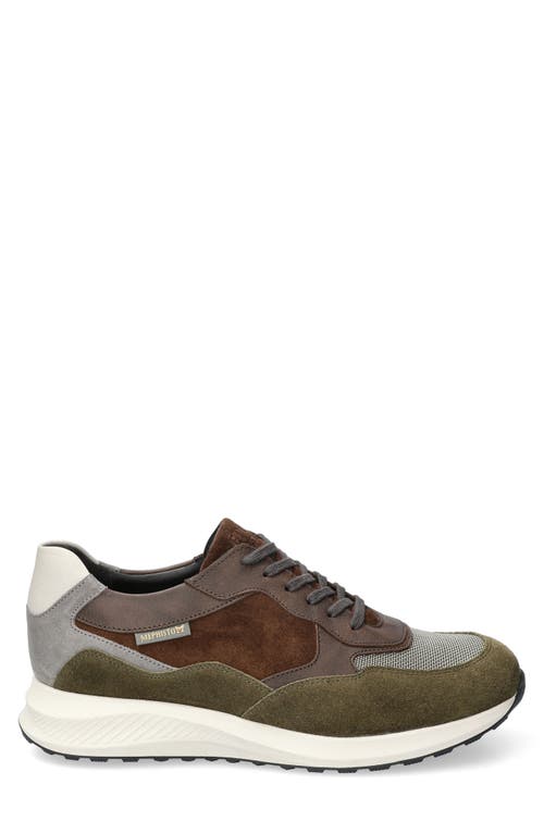 Mephisto Driss Mixed Media Sneaker In Khaki