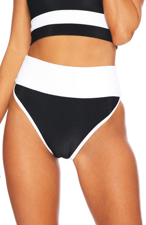 Beach Riot Emmy Colorblock High Waist Bikini Bottoms In Black/white