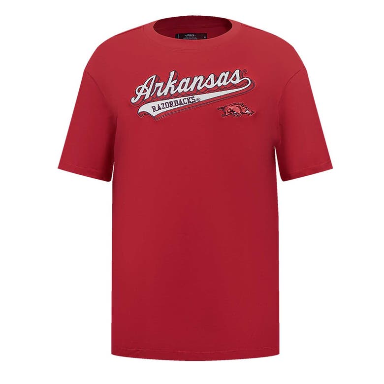 Pro Standard Cardinal Arkansas Razorbacks Script Tail Oversized Boyfriend T-shirt In Cardinal